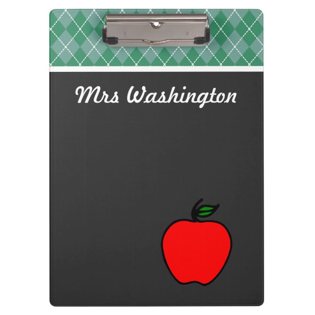 Personalised Chalkboard Apple Clipboard (Front)