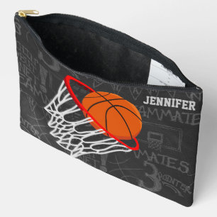 Personalised Chalkboard Basketball and Hoop Accessory Pouch