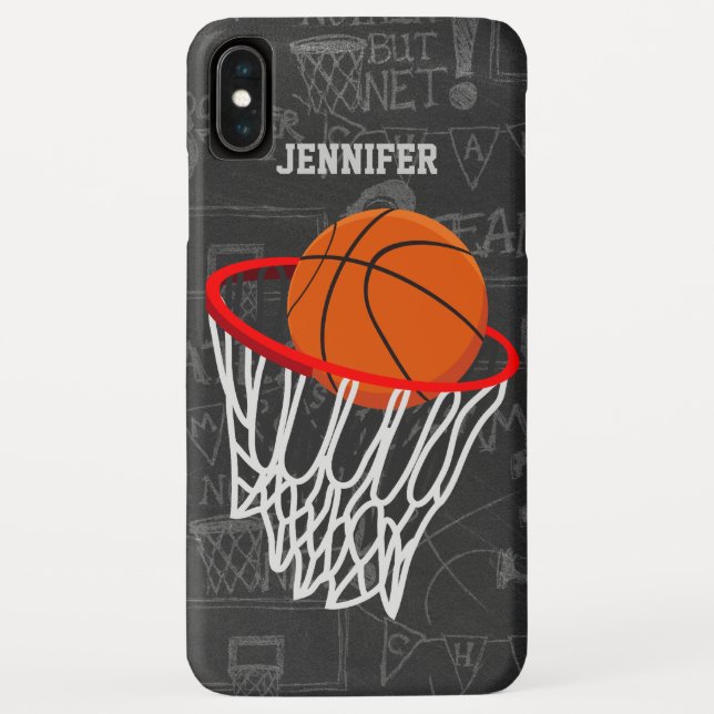 Personalised Chalkboard Basketball and Hoop Case-Mate iPhone Case (Back)