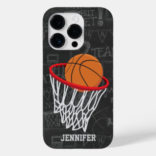 Personalised Chalkboard Basketball and Hoop Case-Mate iPhone 14 Pro Case