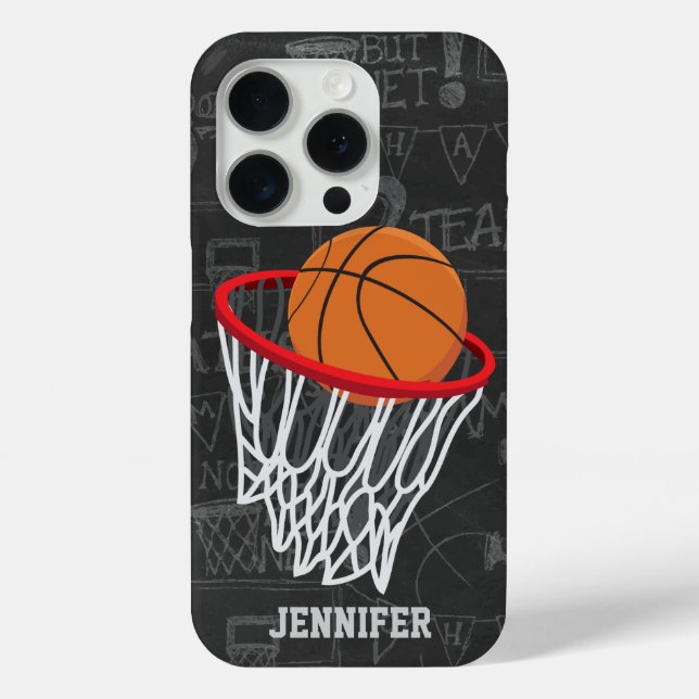 Personalised Chalkboard Basketball and Hoop Case-Mate iPhone Case (Back)
