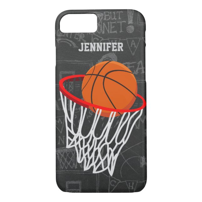 Personalised Chalkboard Basketball and Hoop Case-Mate iPhone Case (Back)