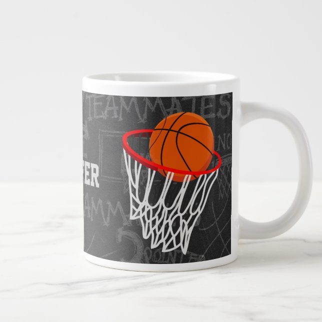 Personalised Chalkboard Basketball and Hoop Large Coffee Mug (Right)