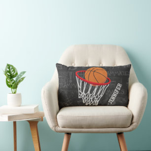 Personalised Chalkboard Basketball and Hoop Lumbar Cushion
