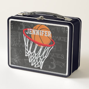 Personalised Chalkboard Basketball and Hoop Metal Lunch Box