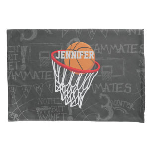 Personalised Chalkboard Basketball and Hoop Pillowcase