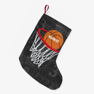 Personalised Chalkboard Basketball and Hoop Small Christmas Stocking