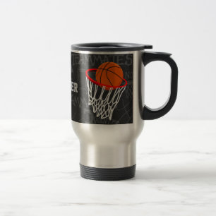 Personalised Chalkboard Basketball and Hoop Travel Mug