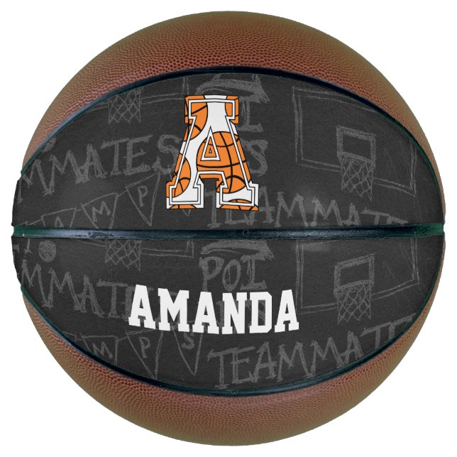 Personalised Chalkboard Basketball Letter A (Front)