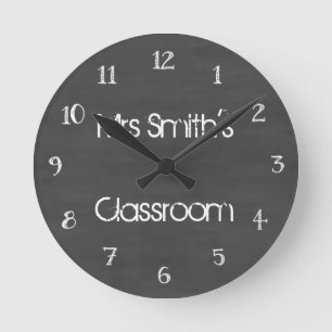 Personalised Chalkboard Classroom Round Clock