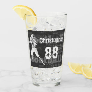 Personalised chalkboard effect football player glass