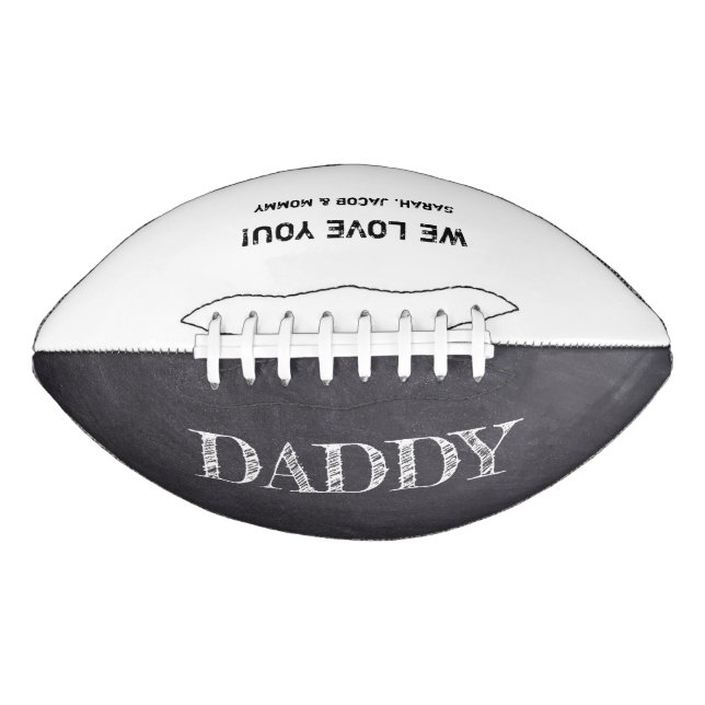 Personalised Chalkboard etched Daddy father's day American Football (Front)