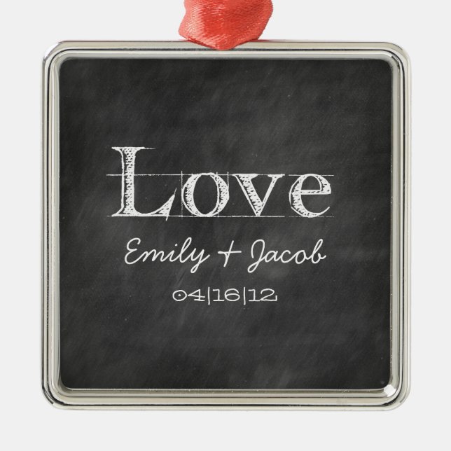 Personalised Chalkboard Love Wedding Ornament (Front)