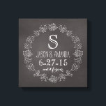 Personalised Chalkboard Monogram Wedding Date Canvas Print<br><div class="desc">Celebrate the wedding day or anniversary of your favourite bride and groom with this customisable keepsake! An elegant white scroll chalk border on a black chalkboard background surrounds a monogram, couple's names and wedding date. “until forever” is written in script below the wedding date. Makes a beautiful, modern, personalised gift....</div>