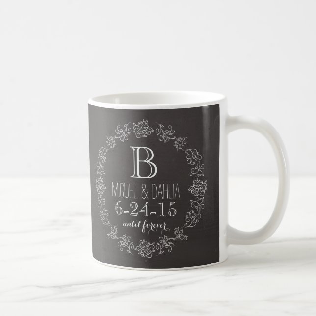 Personalised Chalkboard Monogram Wedding Date Coffee Mug (Right)