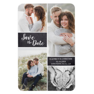 Personalised Chalkboard Photo Collage Wedding Magnet