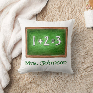 Personalised Chalkboard Slate Math Teacher Class Cushion
