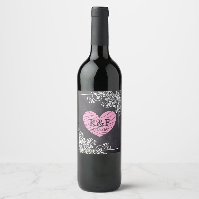 Personalised Chalkboard Wine Bottle Lables Wine Label (Front)