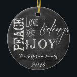 Personalised Chalkboard Words Family Ornament<br><div class="desc">Personalise your custom Family Ornament with your families name and the year! Perfect Christmas gift for any family member or friend!</div>
