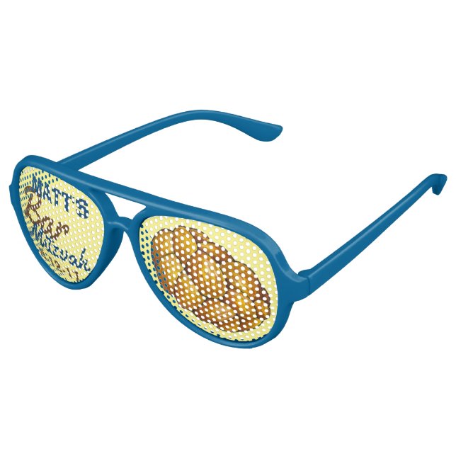 Personalised Challah Bread Bar Mitzvah Party Favou Aviator Sunglasses (Angled)