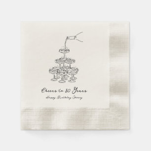 Personalised Champagne 80th Birthday Napkins