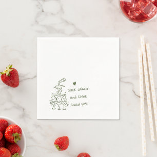 Personalised Champagne Glass Tower Wedding Napkins