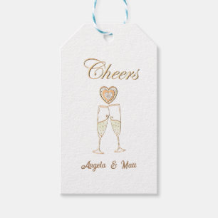 Personalised Champagne Glasses and Hearts Gift Tags