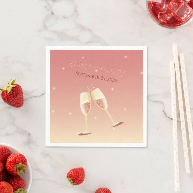 Personalised Champagne glasses Paper Napkins (Insitu)