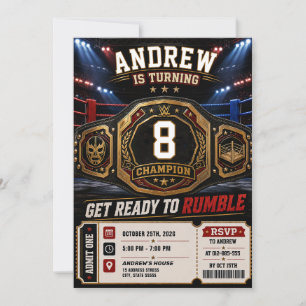 Personalised Championship Wrestling Birthday Invitation