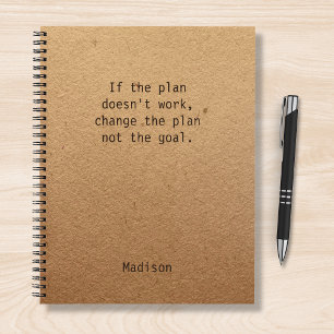 Personalised Change The Plan Motivational Quote Notebook