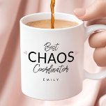Personalised Chaos Coordinator Coffee Mug<br><div class="desc">Sip in style with the Chaos Coordinator Typographic Coffee Mug! This modern and minimalist mug features a fun script design that perfectly captures the spirit of event planners and moms who thrive in chaos,  making it an ideal gift for anyone juggling the demands of wedding planning and beyond.</div>