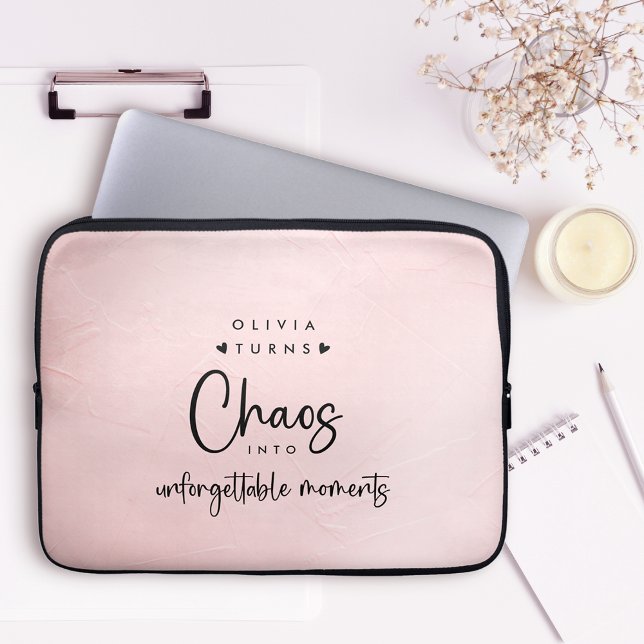 Personalised Chaos Coordinator Pink Laptop Sleeve (Creator Uploaded)
