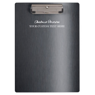 Personalised Charcoal Black Metal Clipboard