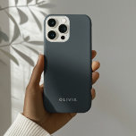 "Personalised Charcoal Blue Custom<br><div class="desc">Add a touch of elegance to your daily essentials with this personalised Charcoal Blue iPhone case. Featuring a soft, stylish Charcoal Blue background and your custom name in a chic font, this phone case is perfect for showcasing your unique style. Designed for both beauty and durability, it offers excellent protection...</div>