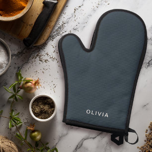 Personalised Charcoal Blue Custom Oven Mitt & Pot Holder Set