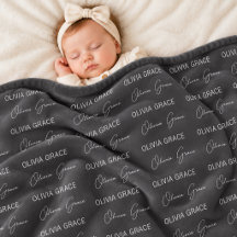 Personalised Charcoal Grey Baby Name Nursery Flee