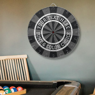 Personalised Charcoal Grey or Custom Colour Text Dartboard