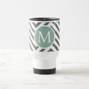 "Personalised Charcoal Mint Chevron Travel Mug" Mug