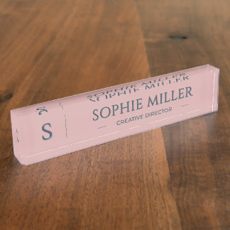 Personalised Charcoal Name Dusty Rose Gift Nameplate