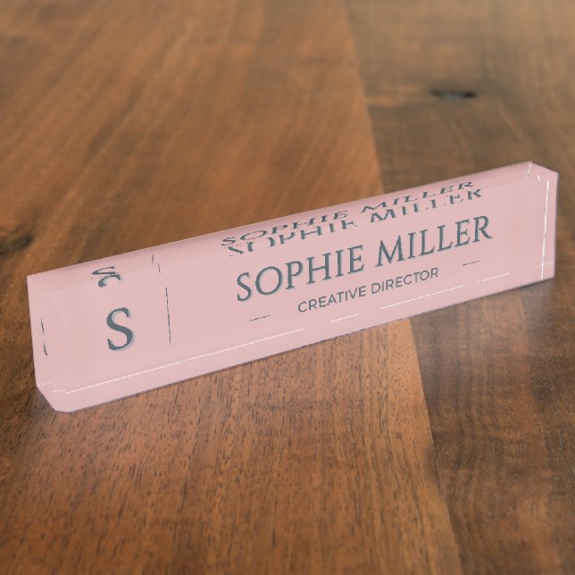 Personalised Charcoal Name Dusty Rose Gift Nameplate (Side)