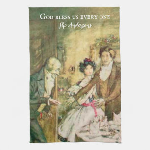 Personalised Charles Dickens Scrooge Victorian Tea Towel