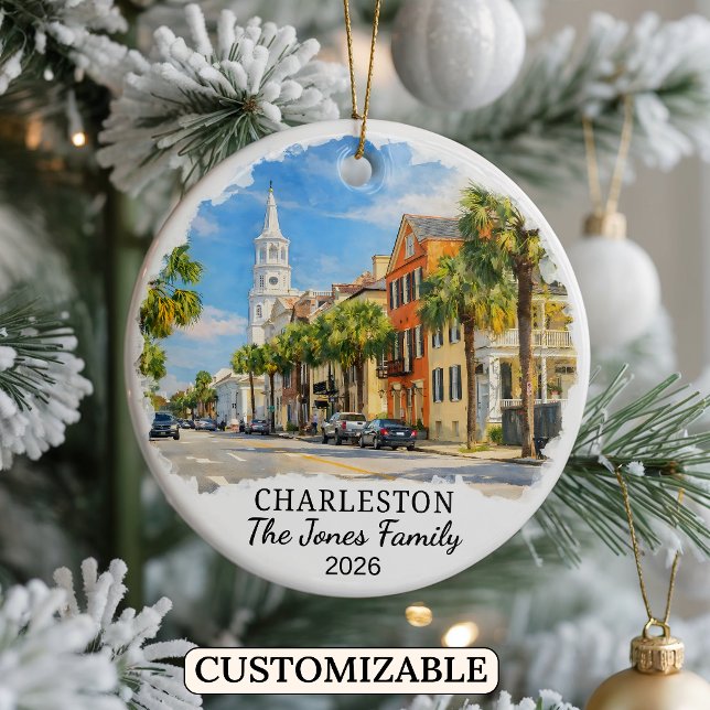 Personalised Charleston, Custom South Carolina Ceramic Tree Decoration (Creator Uploaded)
