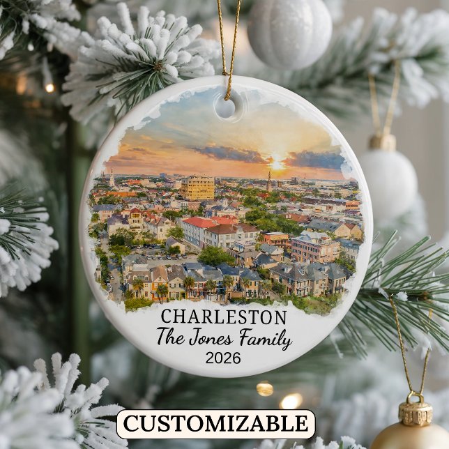 Personalised Charleston, Custom South Carolina Ceramic Tree Decoration (Creator Uploaded)