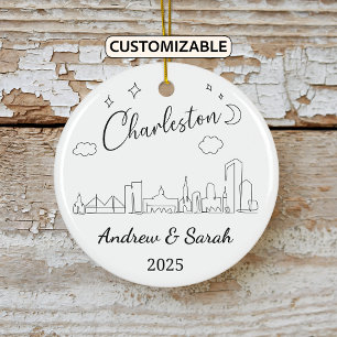 Personalised Charleston Ornament, South Carolina Ceramic Tree Decoration