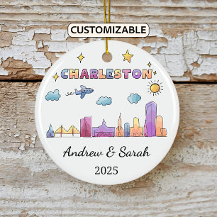 Personalised Charleston Ornament, South Carolina Ceramic Tree Decoration