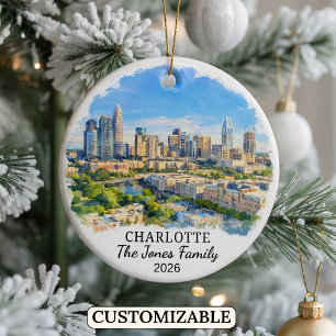 Personalised Charlotte, Custom North Carolina Ceramic Tree Decoration