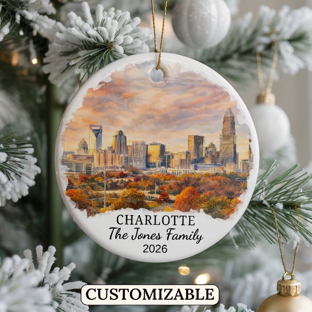 Personalised Charlotte, Custom North Carolina Ceramic Tree Decoration (Creator Uploaded)