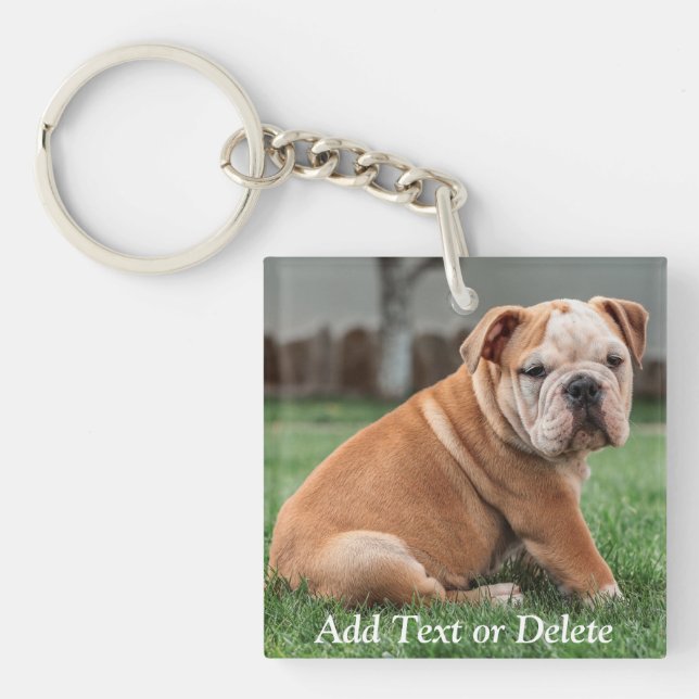 Personalised Charming English Bulldog Puppy Key Ring (Front)