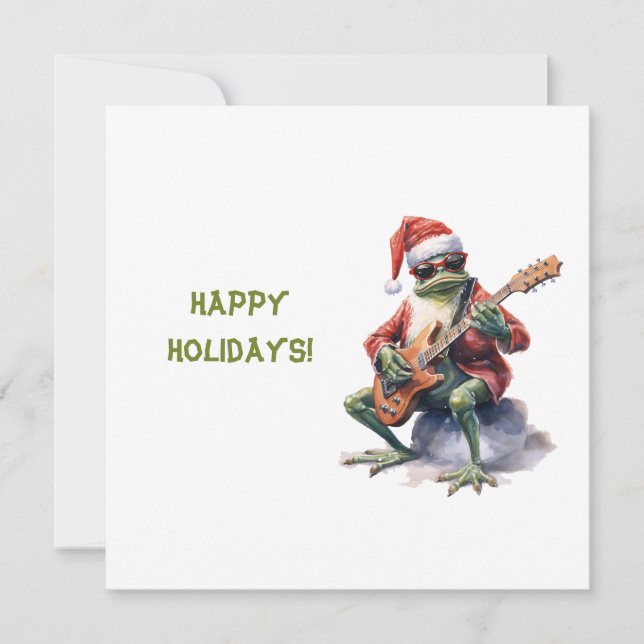 Personalised Charming Funny Christmas Frog Band  Holiday Card (Front)