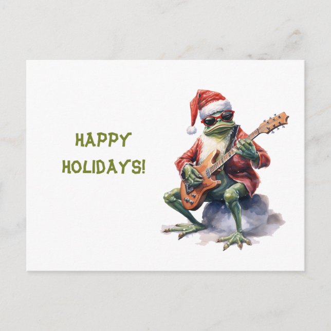 Personalised Charming Funny Christmas Frog Band  Postcard (Front)